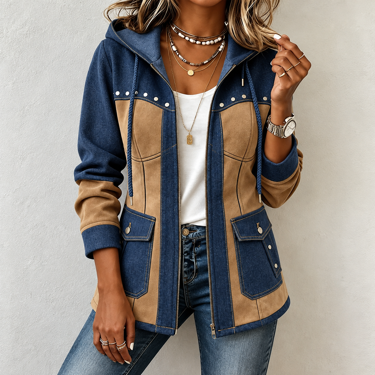 Véronique | Two-Tone Hooded Jacket