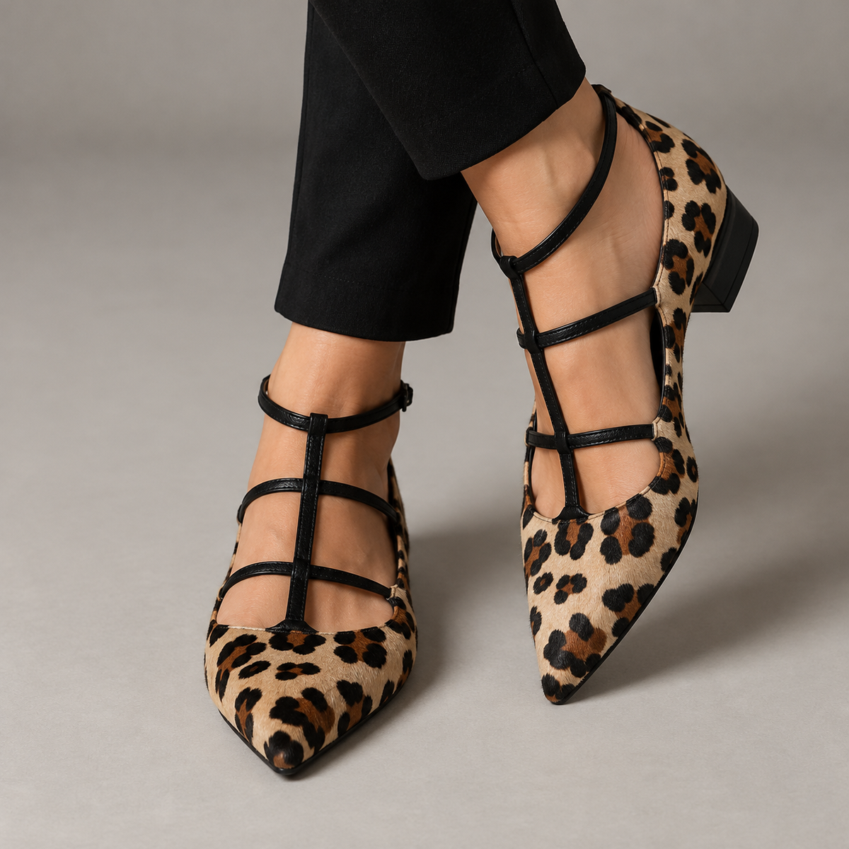 Bridget Leopard-Print Strappy Heels