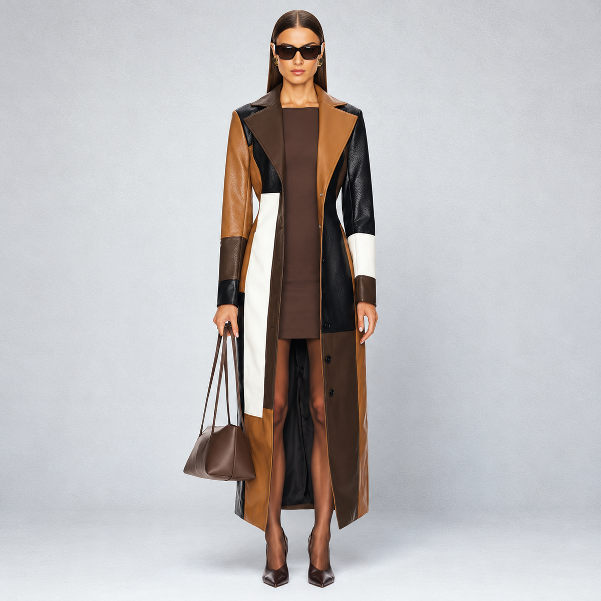 Mosaic Leather Coat