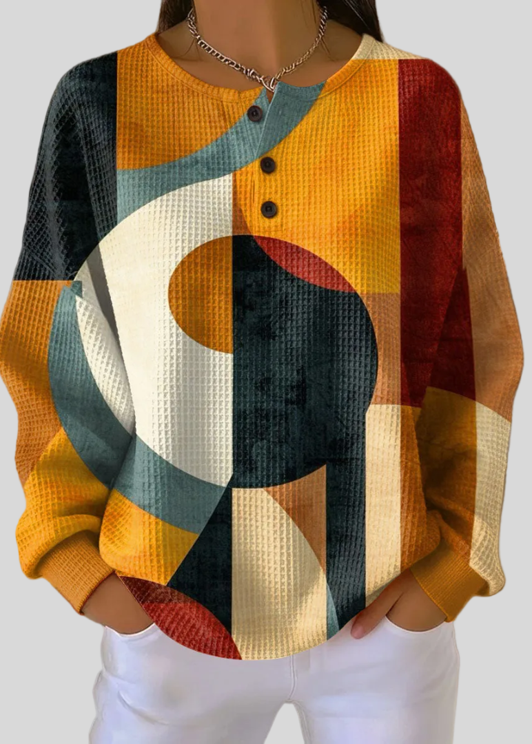 LILY | Women's Geometric Print Waffle-Knit Sweatshirt