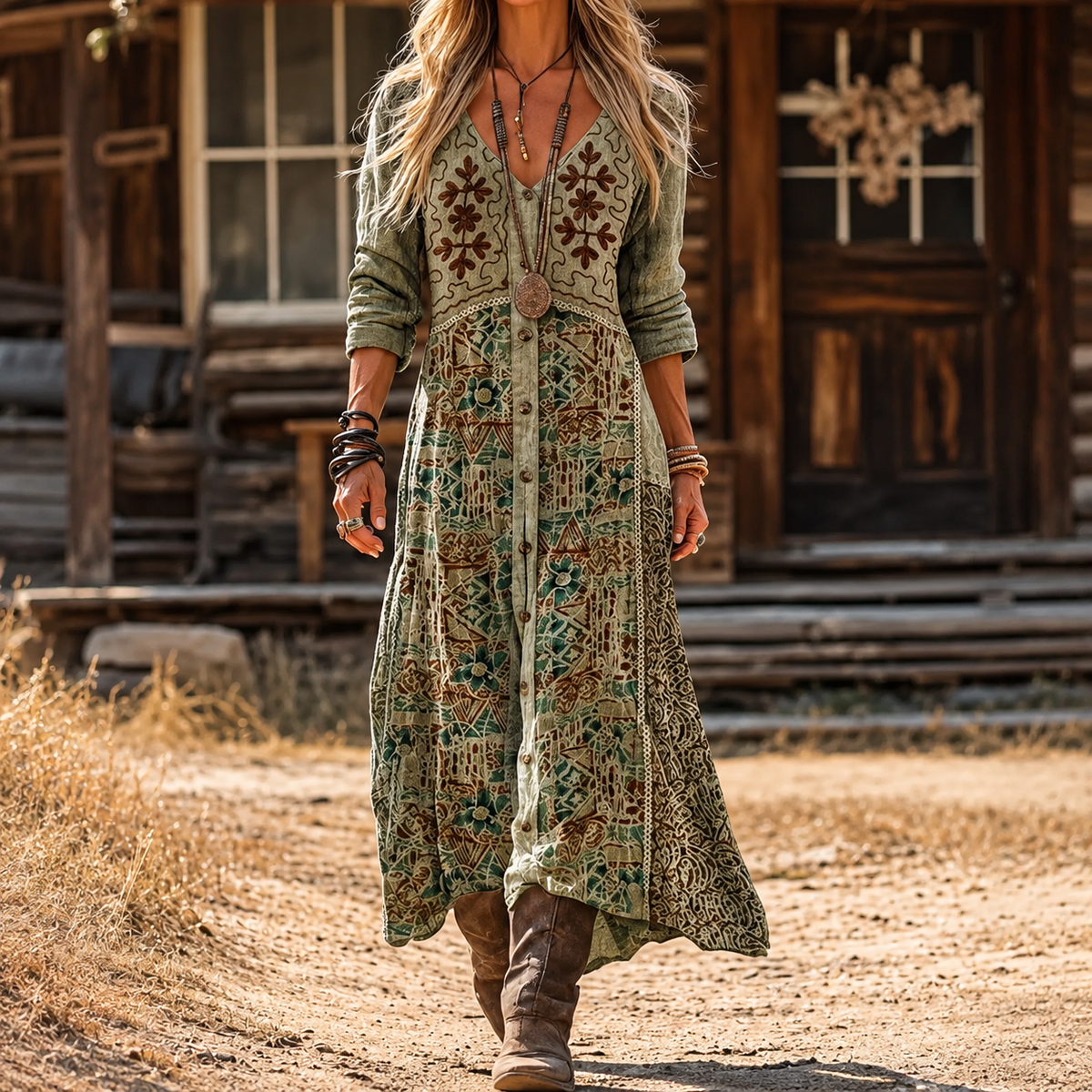 maxim | Vintage Botanical Maxi Dress