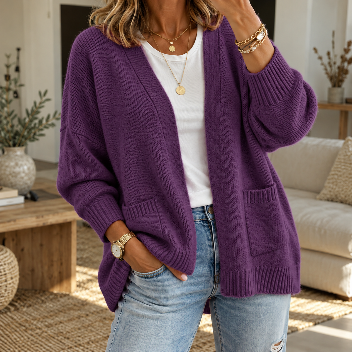 Hollis & June | Juliet Relaxed Open-Front Cardigan