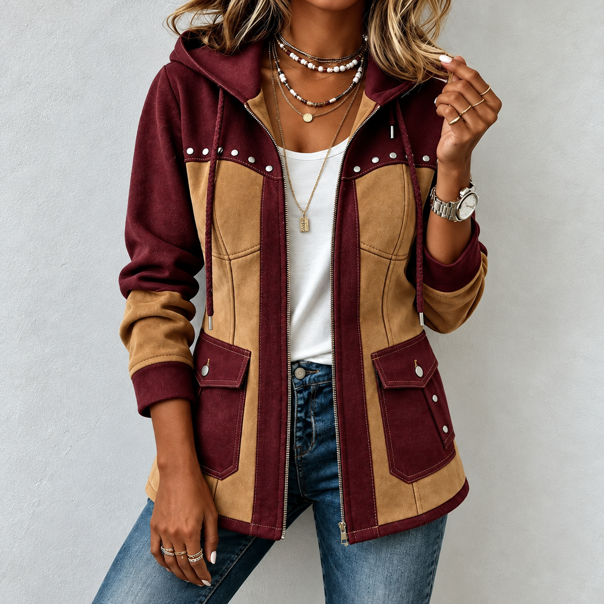 Véronique | Two-Tone Hooded Jacket