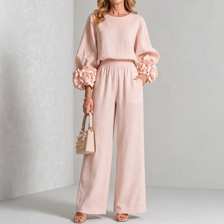 Marley | Elegant Floral Cuff Two-Piece Set