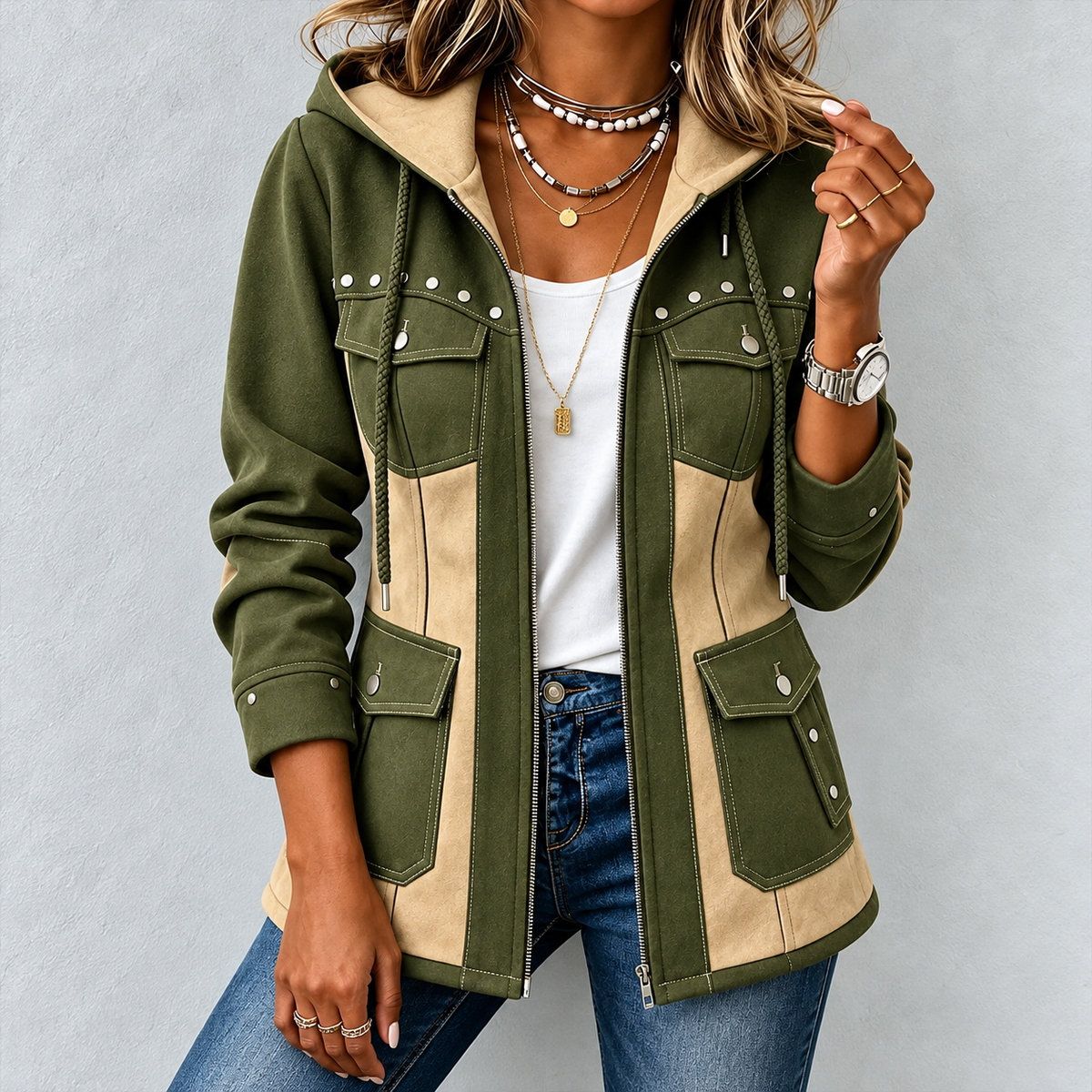 Véronique | Two-Tone Hooded Jacket