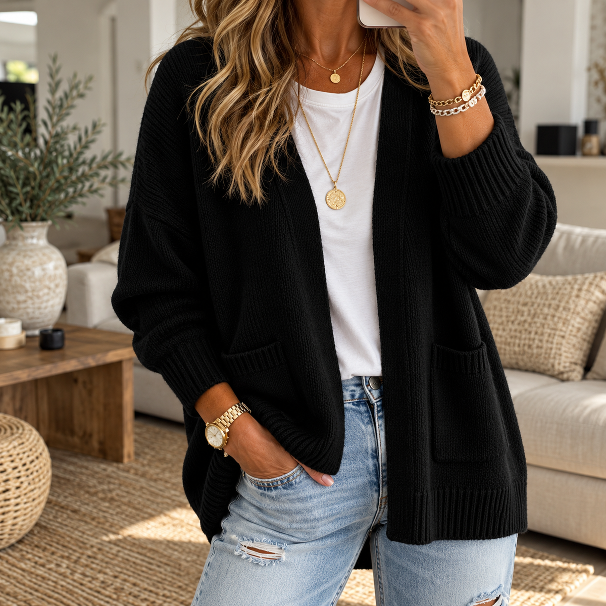 Hollis & June | Juliet Relaxed Open-Front Cardigan
