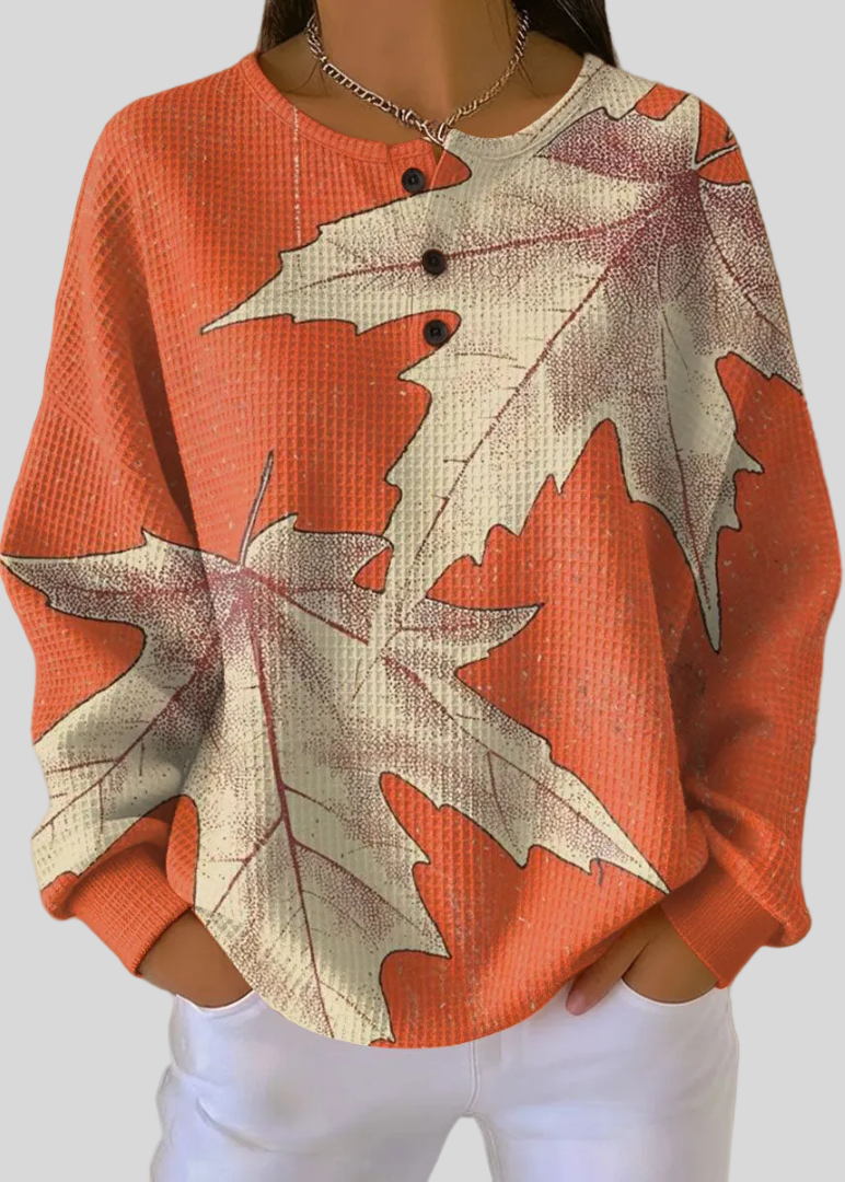 ROSE | Women's Oversized Leaf Print Sweatshirt