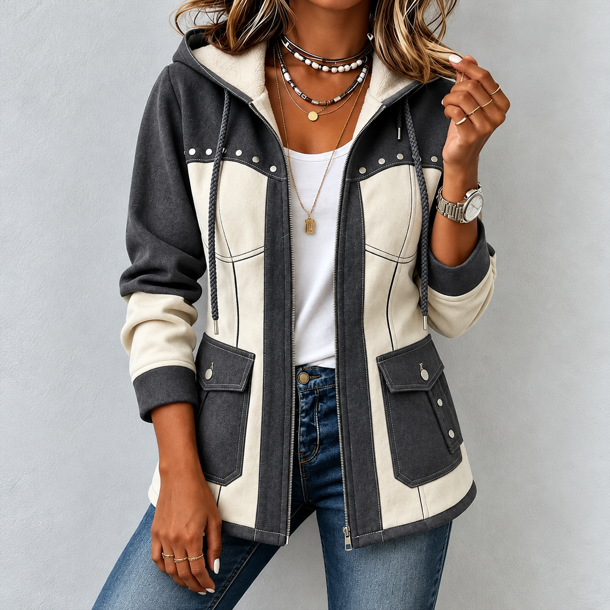 Véronique | Two-Tone Hooded Jacket