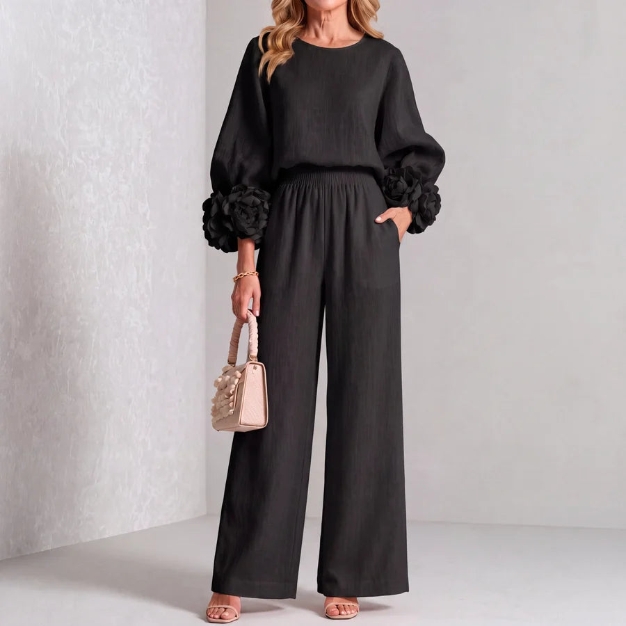 Marley | Elegant Floral Cuff Two-Piece Set