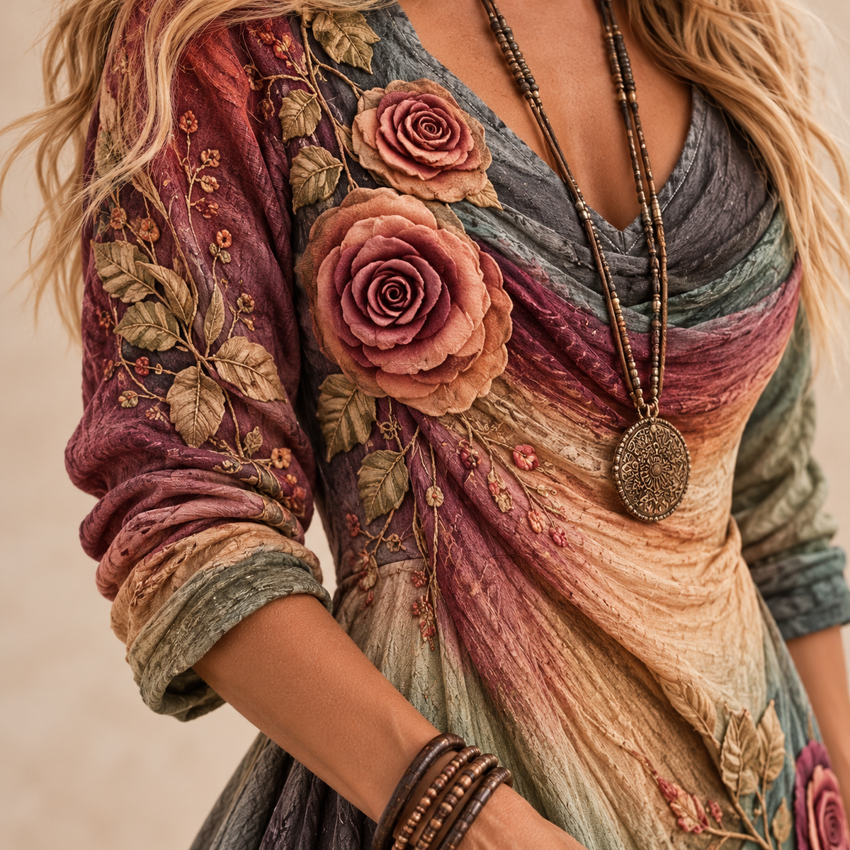 Rosalie | Layered Floral Bohemian Maxi Dress