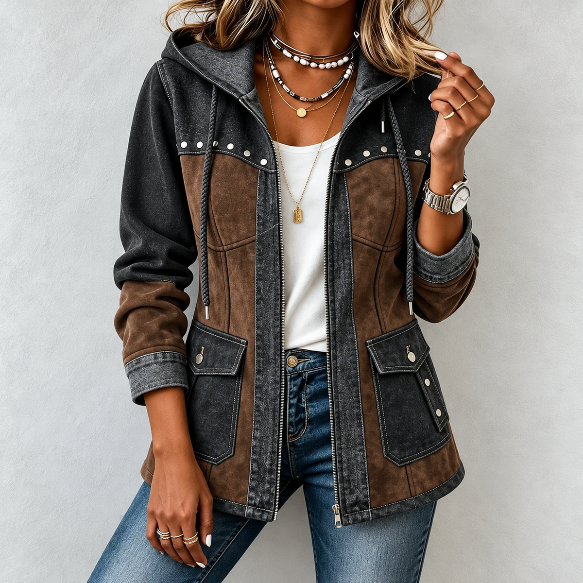 Véronique | Two-Tone Hooded Jacket