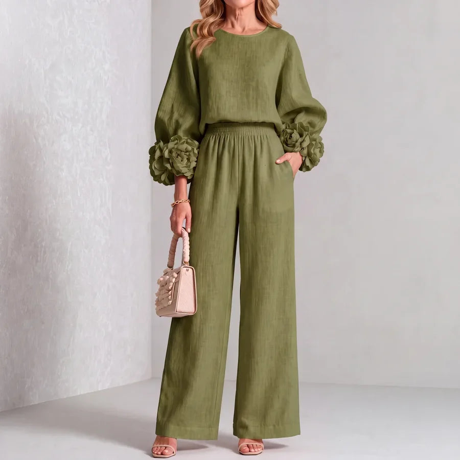 Marley | Elegant Floral Cuff Two-Piece Set