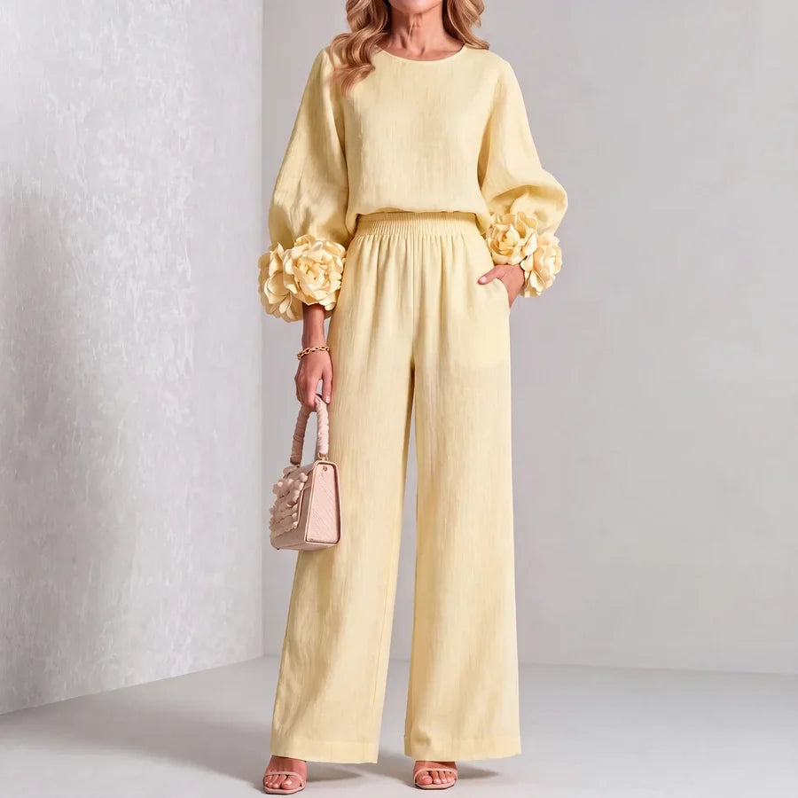 Marley | Elegant Floral Cuff Two-Piece Set
