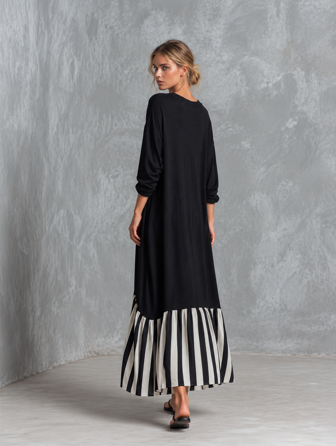 Stefania | Oversized Patchwork Stripe Maxi Dress