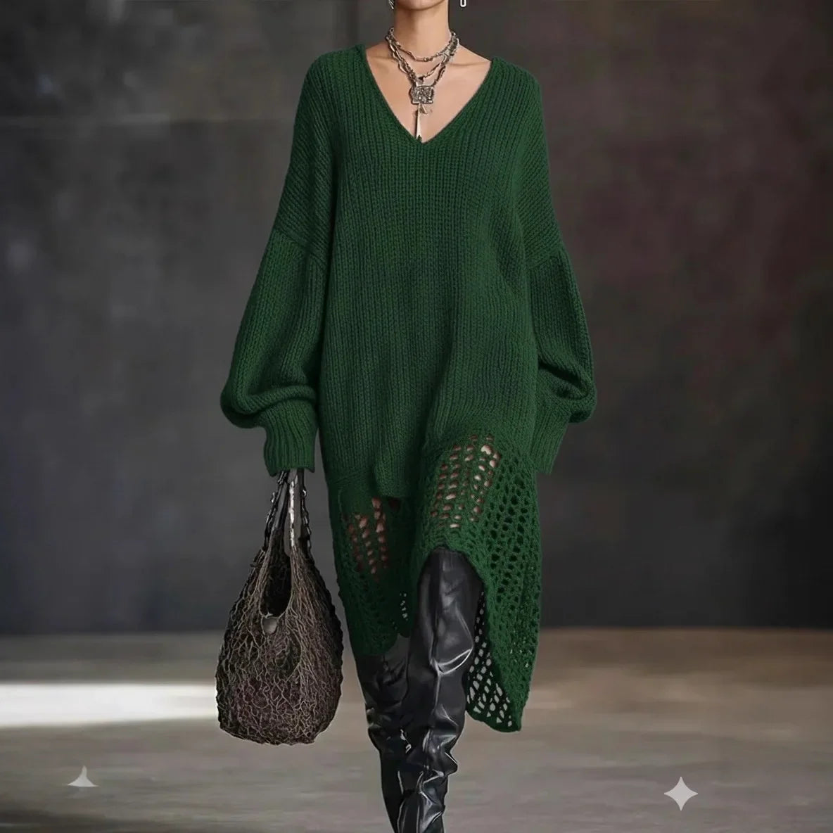 Eileen | Crochet Hem Knit Dress