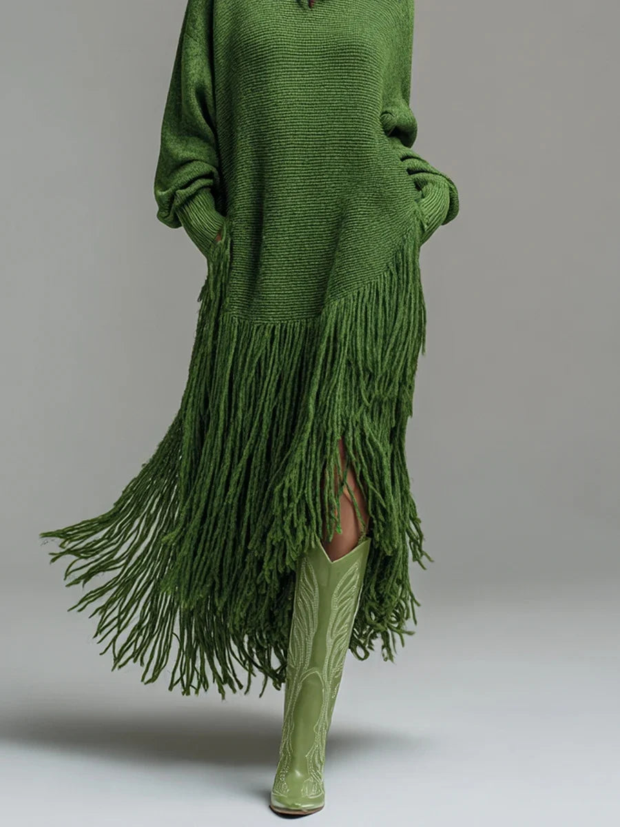 Ginger | Fringe Knit Sweater Dress