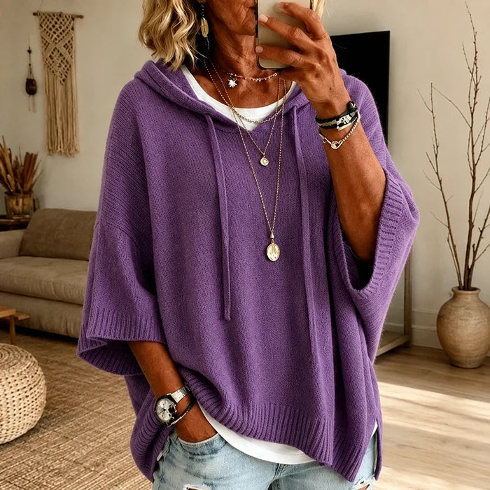Camille | Hooded Knit Poncho