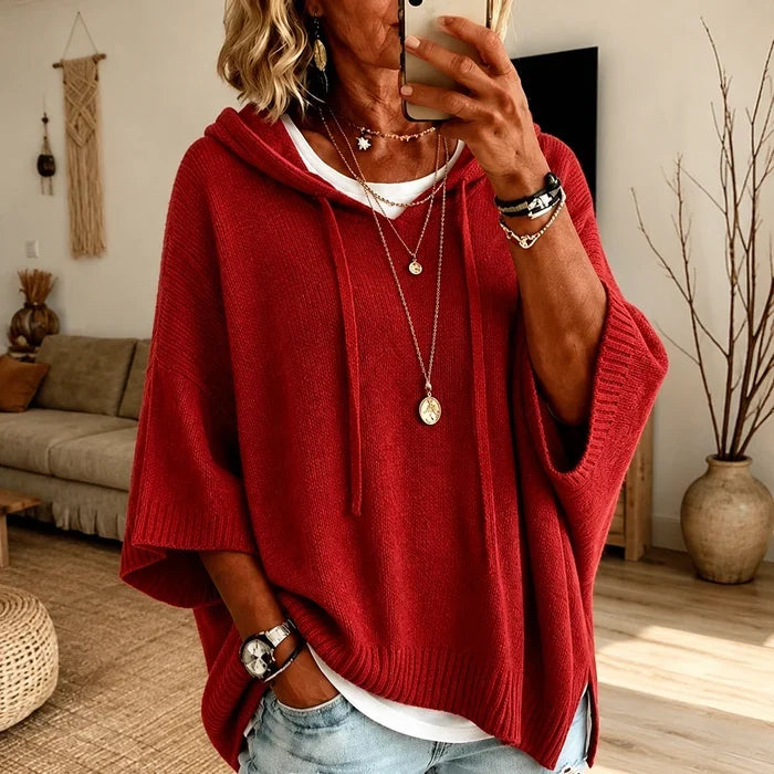 Camille | Hooded Knit Poncho