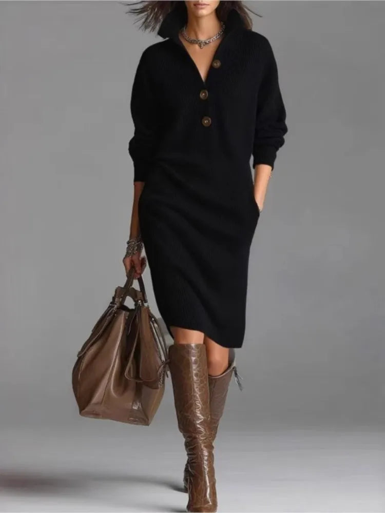 Olga | Ribbed Knit Sweater Dress