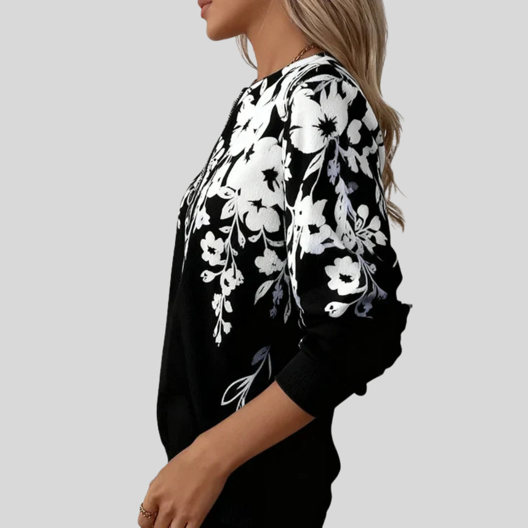 RUBY | Women's Floral Quarter-Zip Sweatshirt