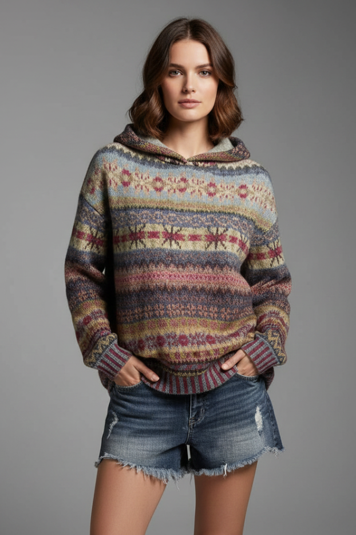 Ottilie | Patterned Knit Hoodie