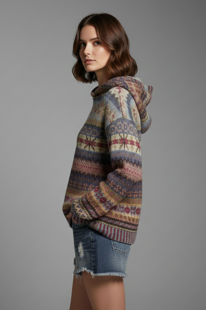 Ottilie | Patterned Knit Hoodie
