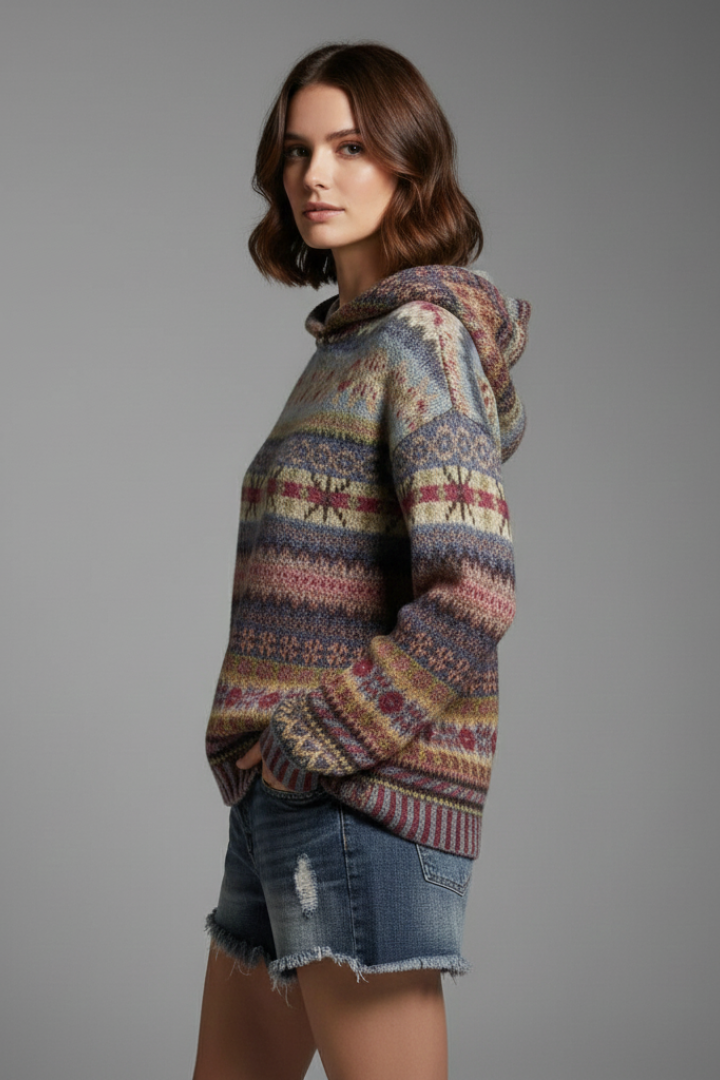 Ottilie | Patterned Knit Hoodie
