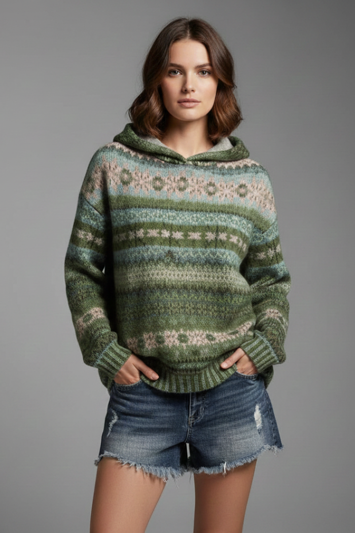 Ottilie | Patterned Knit Hoodie