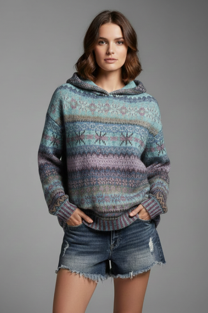 Ottilie | Patterned Knit Hoodie