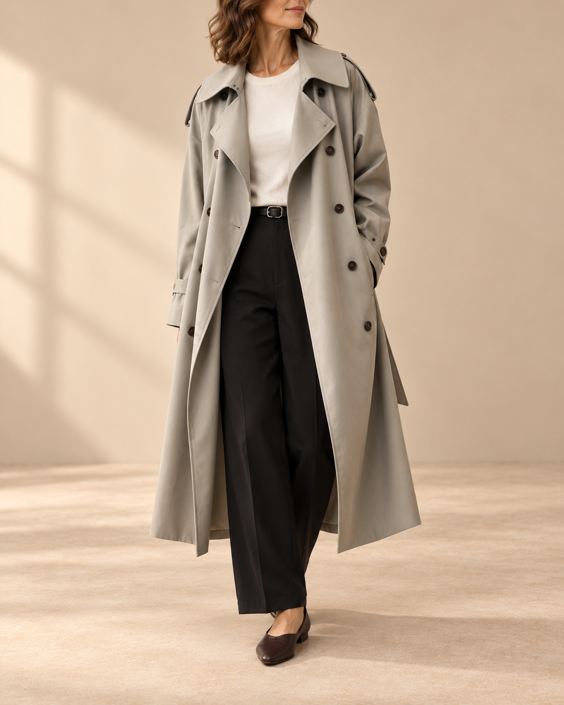 Katherine | Double-Breasted Belted Long Trench Coat