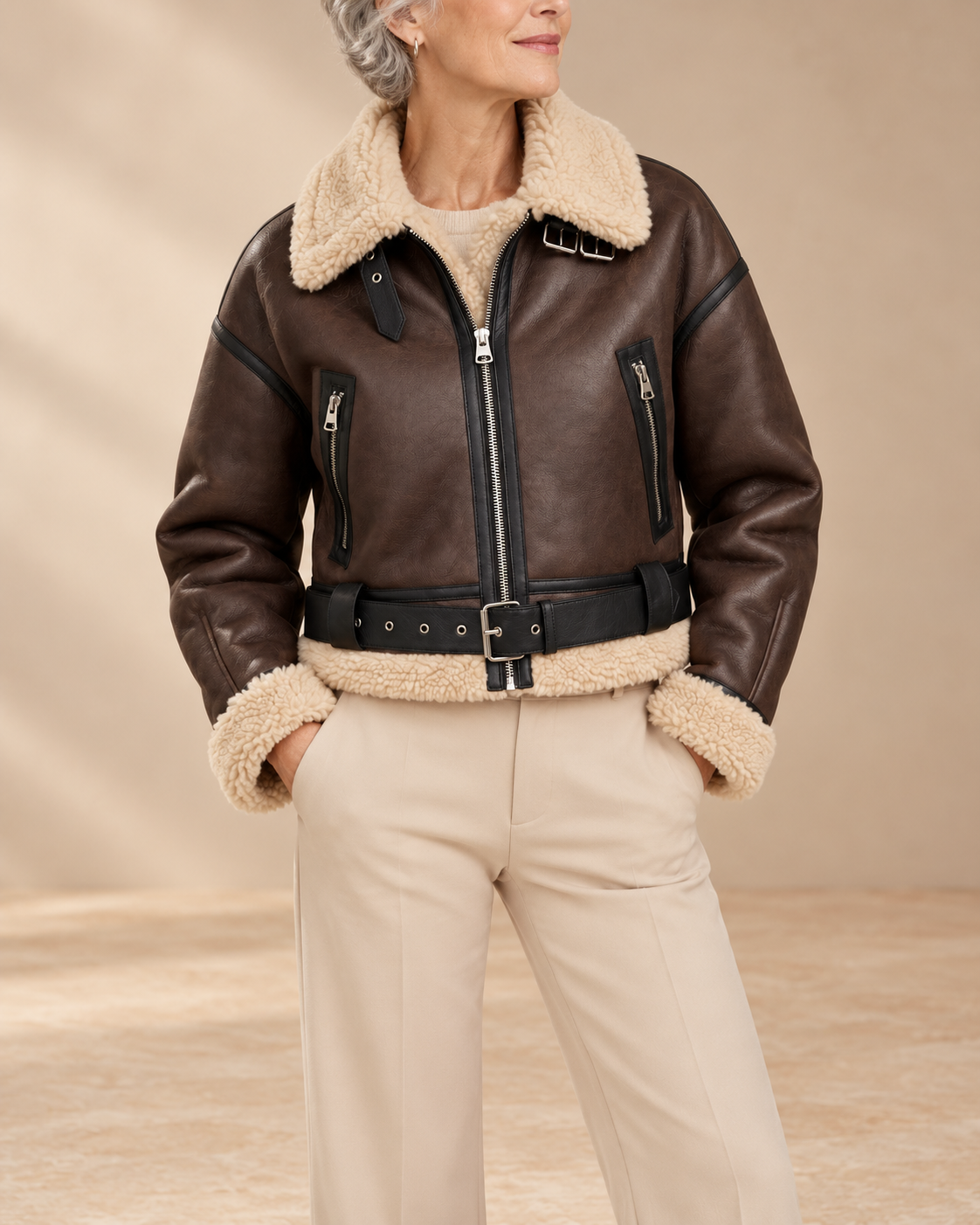 Verena | Cropped Aviator Bomber Jacket