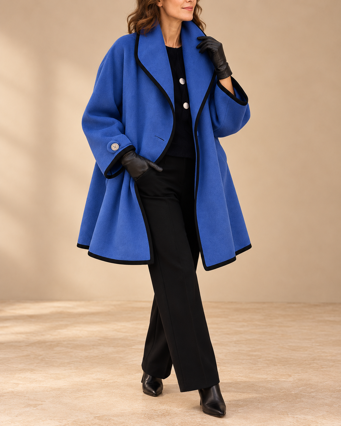 Flora | Oversized Contrast-Trim Coat