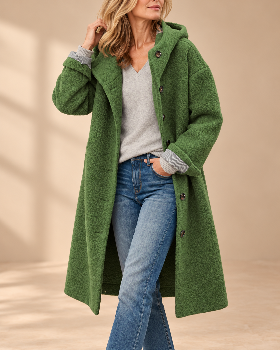 Eleanor | Longline Hooded Button-Front Coat