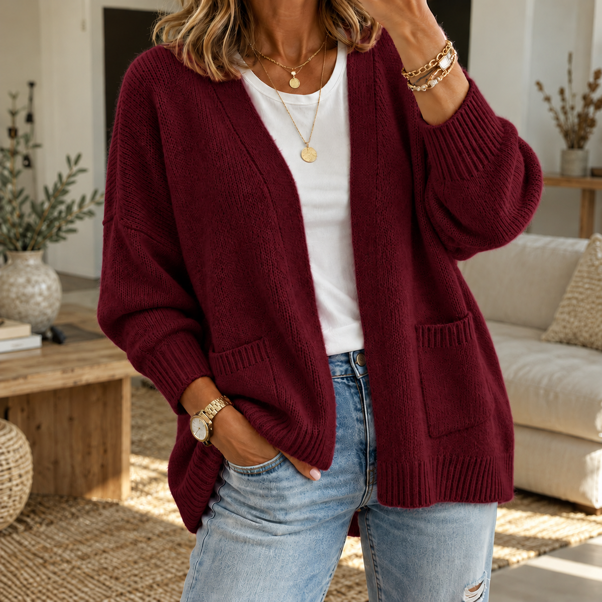 Hollis & June | Juliet Relaxed Open-Front Cardigan